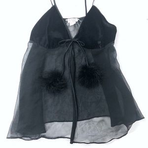Vintage Black Babydoll Lingerie Top